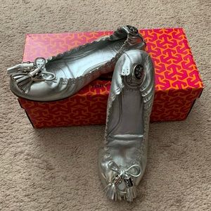 Tory Burch Silver Flats - Size 6